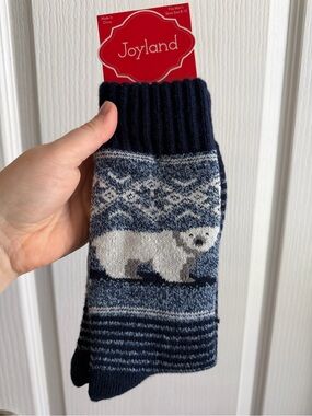 belk Navy & White Striped Knit Crew Socks